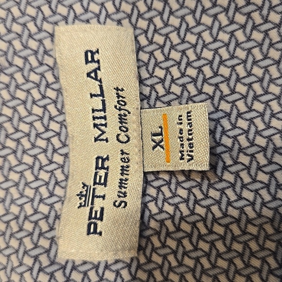 PETER MILLAR SUMMER COMFORT BUTTON UP LONG SLEEVE BLUE AND WHITE SHIRT. SIZE XL. - Picture 3 of 6